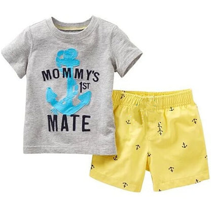 Kids Boys Cartoon Letter Design T-Shirt and Pant Suit childrensterritory