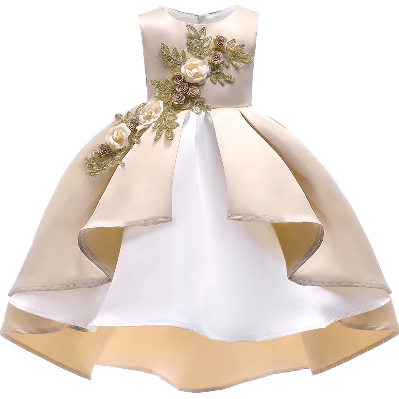 Kids Girls Elegant Flower Design Luxury Flower Girl Dresses childrensterritory