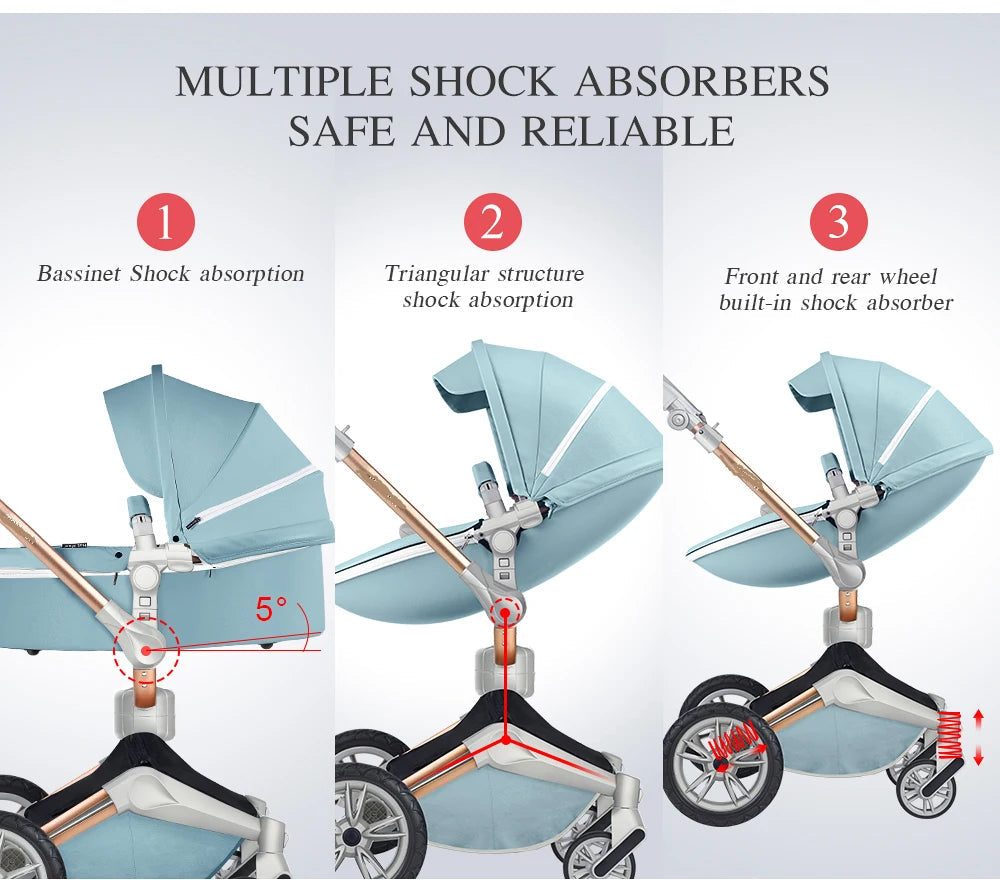 2 in 1 Rotateable, PU Leather Luxury Baby Stroller childrensterritory