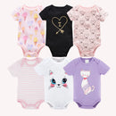 6 pcs/lot Baby Girls Cartoon Print Bodysuits for Summer childrensterritory