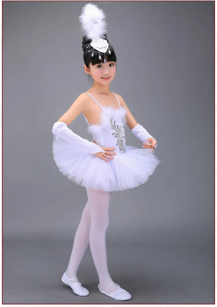 Professional White Ballerina Dancing Costumes for Girls