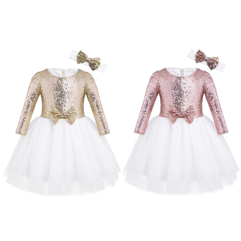 Flower Sequins Formal Dresses for Kids Girls Birthday/Baptism childrensterritory
