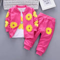 Toddler Girls Floral Design Three-piece Warm Cotton Clothing Set childrensterritory
