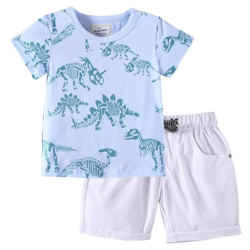 Kids Boys Short Sleeve Cartoon Print Clothing Sets childrensterritory