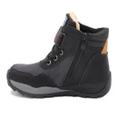 Kids Boys Black And Skyblue Mid-Calf Leather Snow Boots childrensterritory