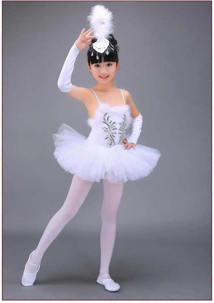 Professional White Ballerina Dancing Costumes for Girls