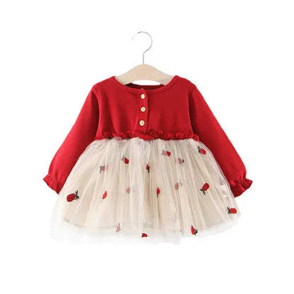 Baby Girl First Birthday Red Princess Dress childrensterritory