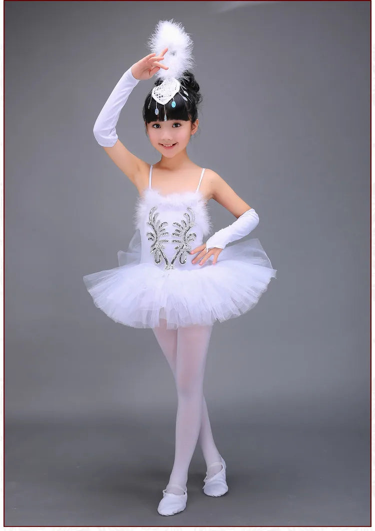 Professional White Ballerina Dancing Costumes for Girls