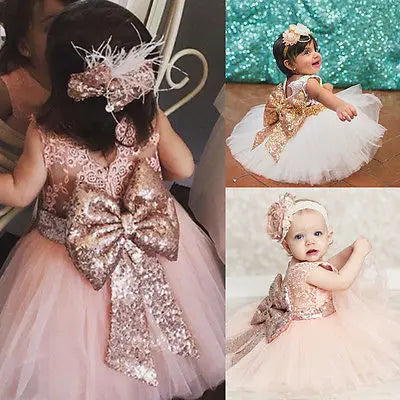 Kids/Baby Girl Sequins Bow-knot Party Dresses