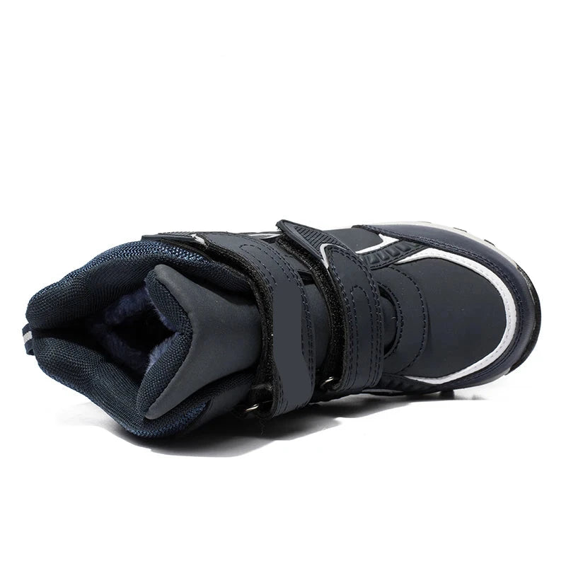 Boys Classic Style Hooks And Loops Leather Snow Boots childrensterritory