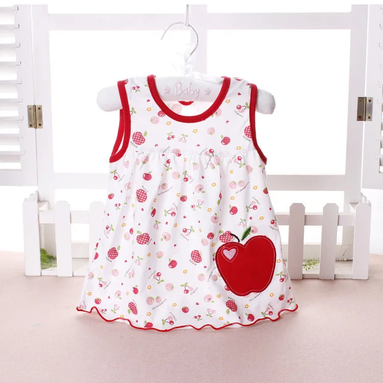 Baby Girl Floral and Cartoon Print Summer Cotton Dresses