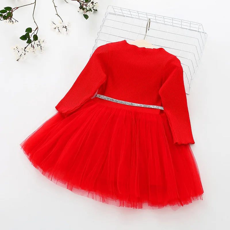 Toddler Girls Fluffy Sweater Dresses With Star Design