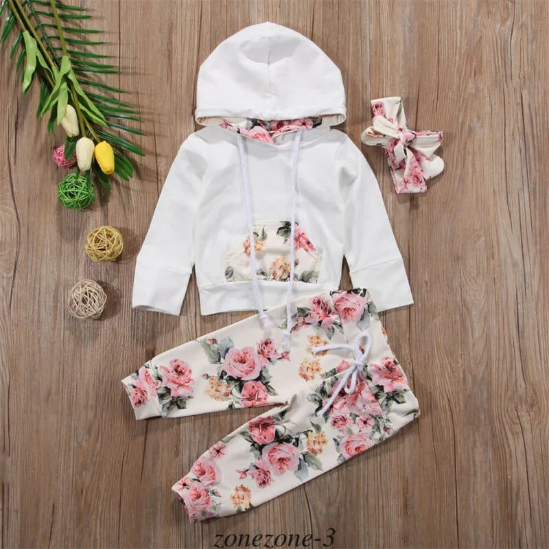 Lovely Sweat Shirt Hoodies+Pants Set for Baby Girls