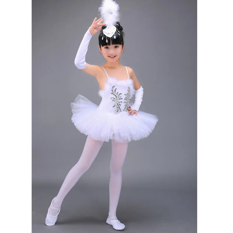 Professional White Ballerina Dancing Costumes for Girls