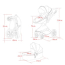 2 in 1 Rotateable, PU Leather Luxury Baby Stroller childrensterritory