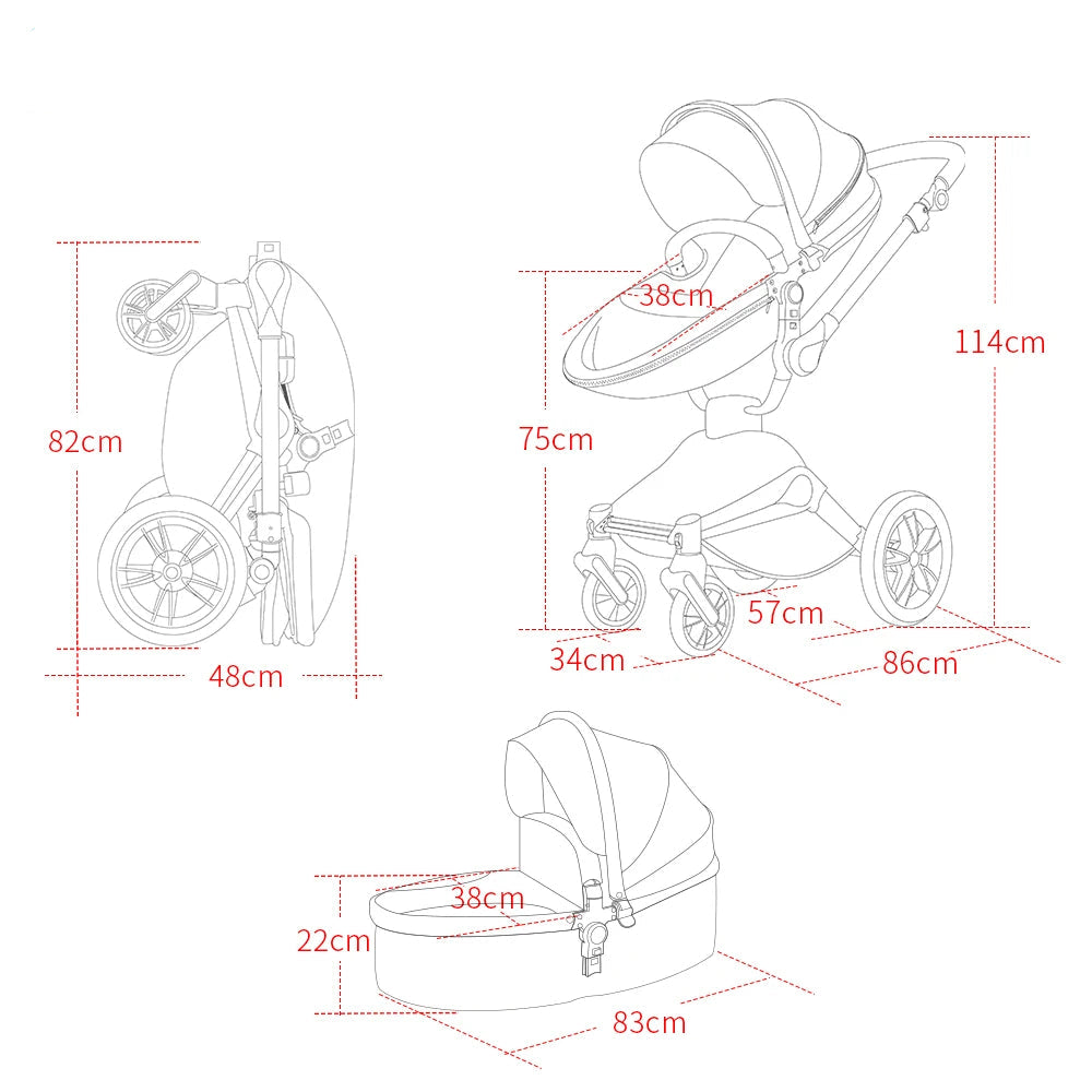 3-in-1 High Landscape Luxury Baby Stroller childrensterritory
