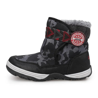 Kids Printed Warm Snow Shoes With Fur Design childrensterritory