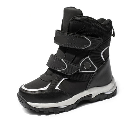 Boys Classic Style Hooks And Loops Leather Snow Boots childrensterritory