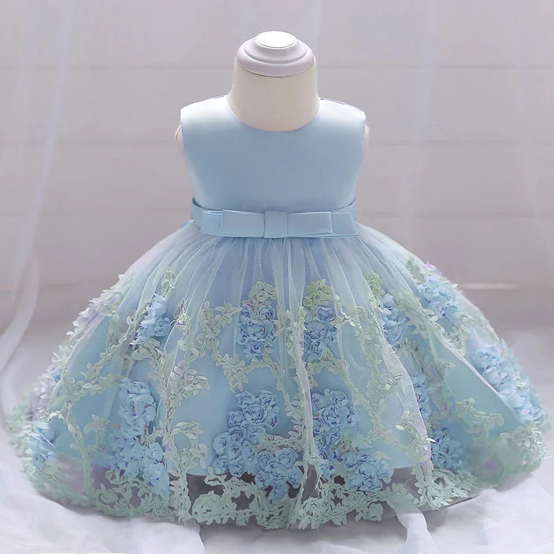 Sleeveless Flower Print Party Dresses For Girls