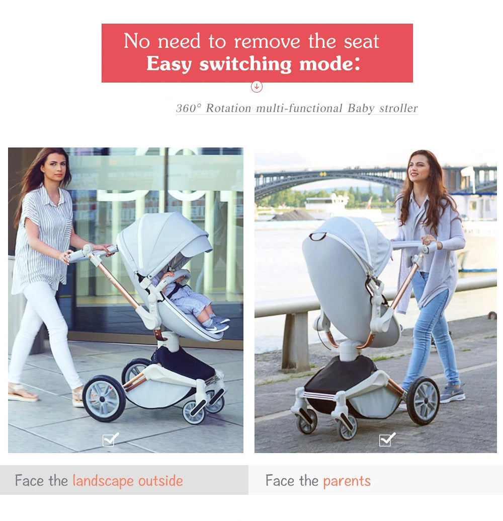 3-in-1 High Landscape Luxury Baby Stroller childrensterritory