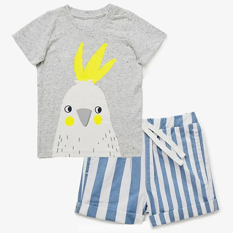 Kids Boys Short Sleeve Cartoon Print Clothing Sets childrensterritory