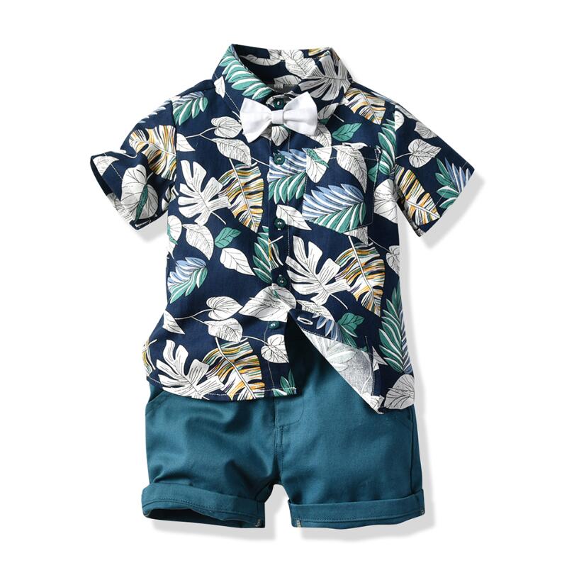 Toddler Boy Floral Bowtie Shirt + Shorts Gentleman Clothing Set childrensterritory