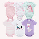 6 pcs/lot Baby Girls Cartoon Print Bodysuits for Summer childrensterritory