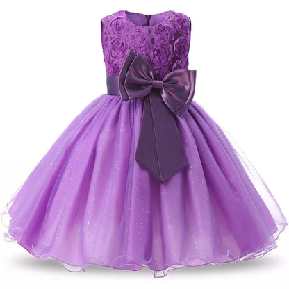 Sleeveless Bow Lace Design Girls Party Dresses childrensterritory
