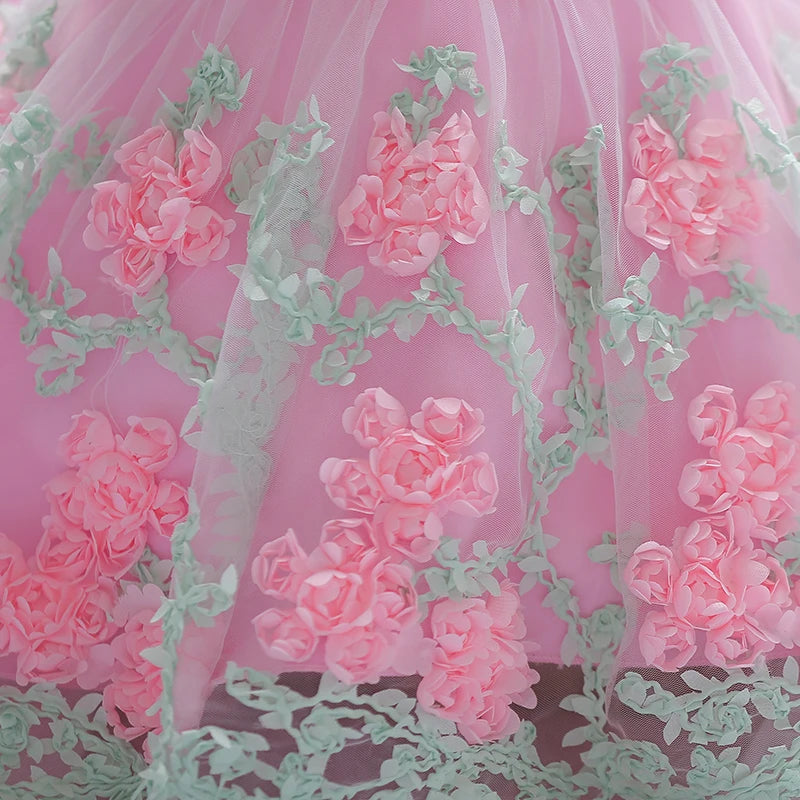 Sleeveless Flower Print Party Dresses For Girls