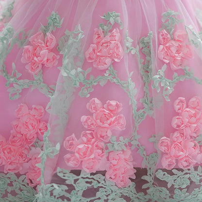 Sleeveless Flower Print Party Dresses For Girls