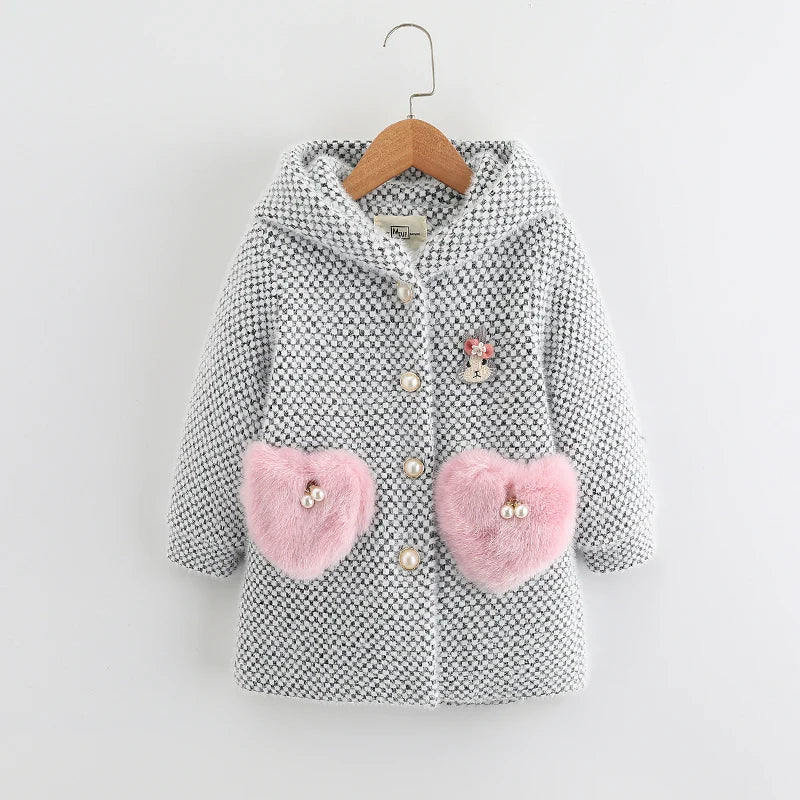 Kids Girl's Thick Warm Hooded Coat with Pockets childrensterritory
