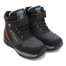 Kids Boys Black And Skyblue Mid-Calf Leather Snow Boots childrensterritory