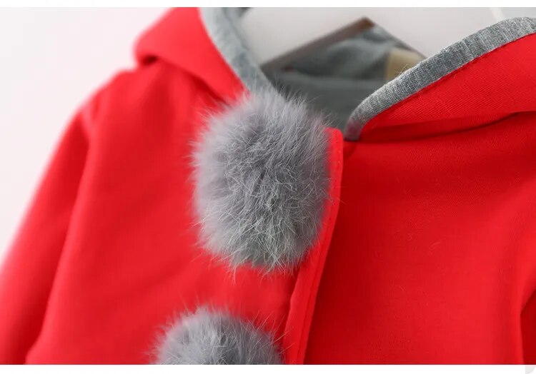 Toddler Girls Rabbit Ear Hooded Cotton Outerwear childrensterritory