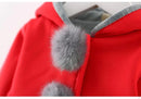 Toddler Girls Rabbit Ear Hooded Cotton Outerwear childrensterritory
