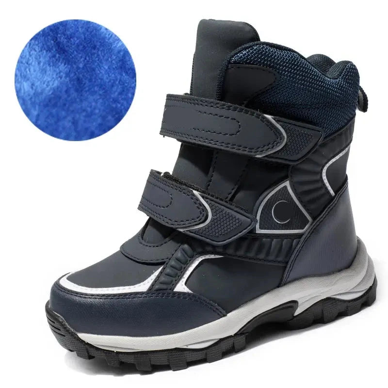 Boys Classic Style Hooks And Loops Leather Snow Boots childrensterritory
