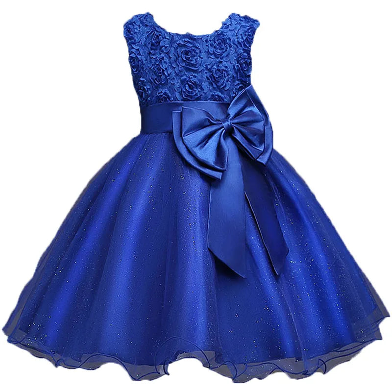 Sleeveless Bow Lace Design Girls Party Dresses childrensterritory