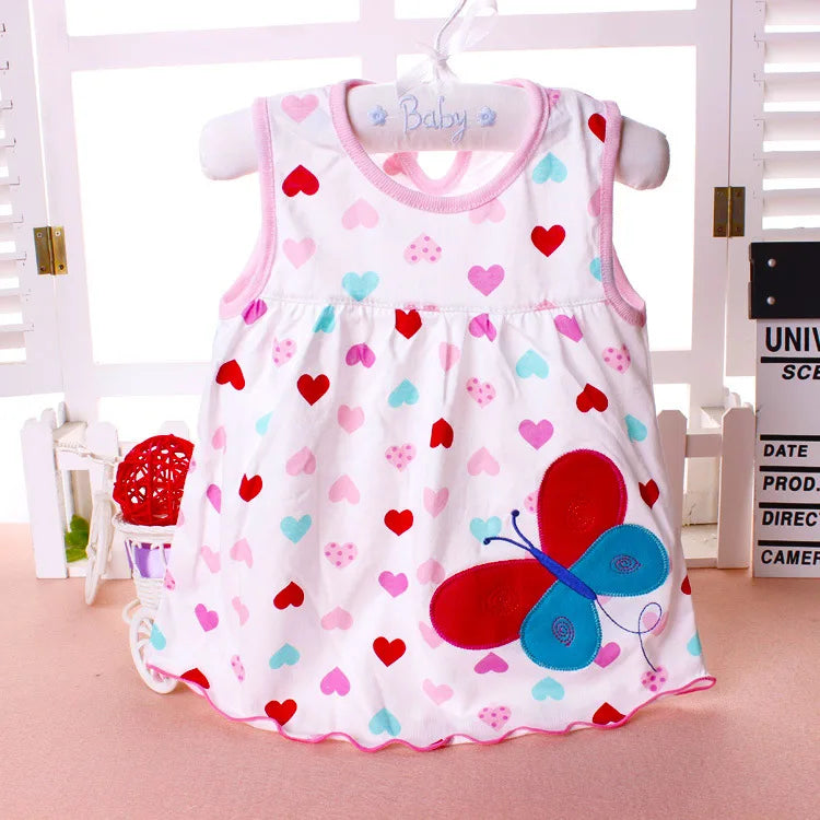 Baby Girl Floral and Cartoon Print Summer Cotton Dresses