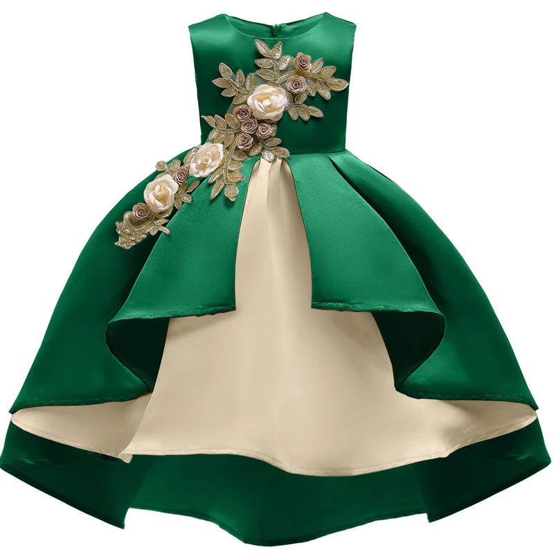 Kids Girls Elegant Flower Design Luxury Flower Girl Dresses childrensterritory