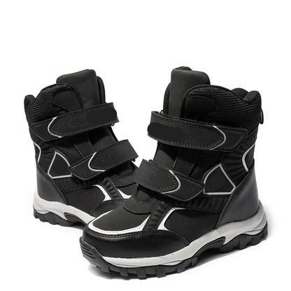 Boys Classic Style Hooks And Loops Leather Snow Boots childrensterritory