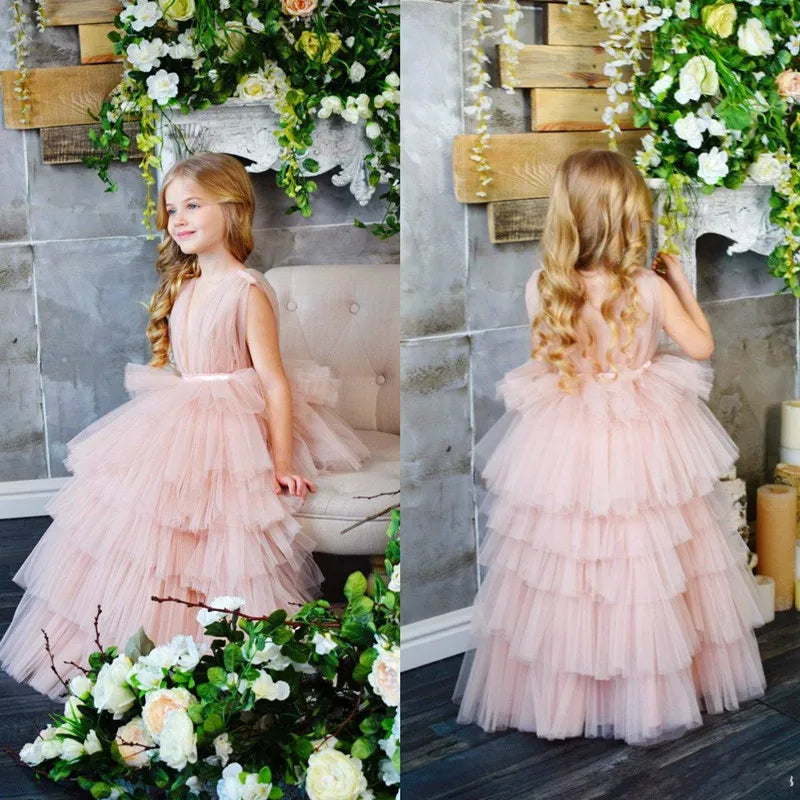 Toddler/Kids Girls Tiered Tulle Ankle -Length Princess Dress/Gown