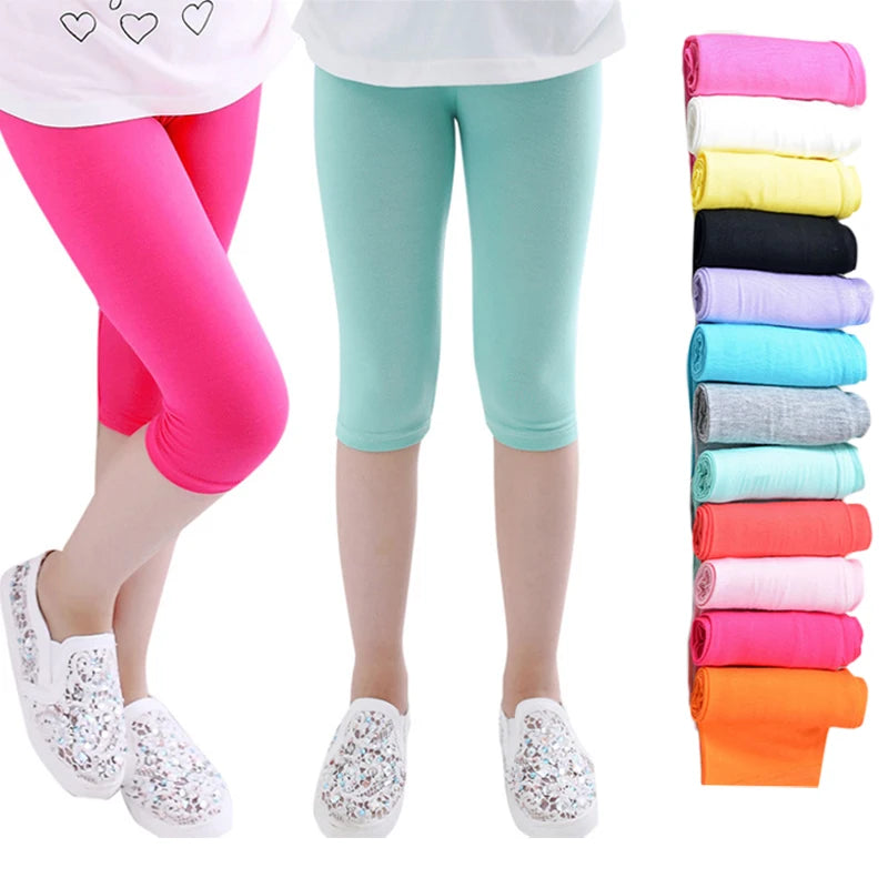 Girls Knee Length Candy Colored Cropped Leggings childrensterritory