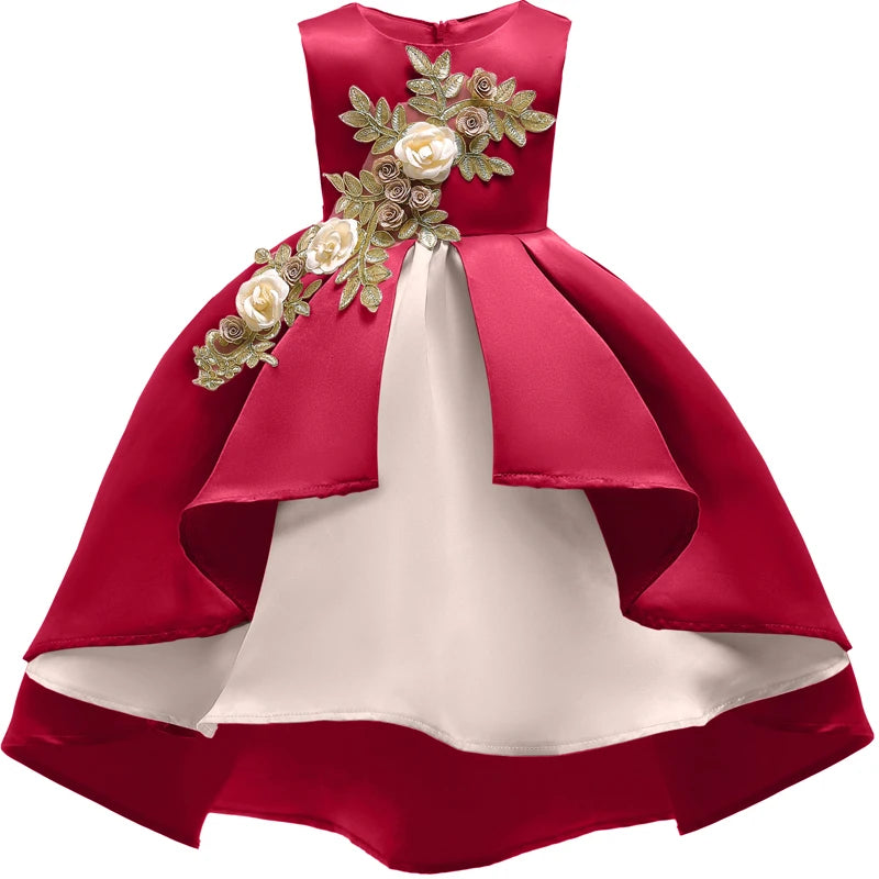 Kids Girls Elegant Flower Design Luxury Flower Girl Dresses childrensterritory
