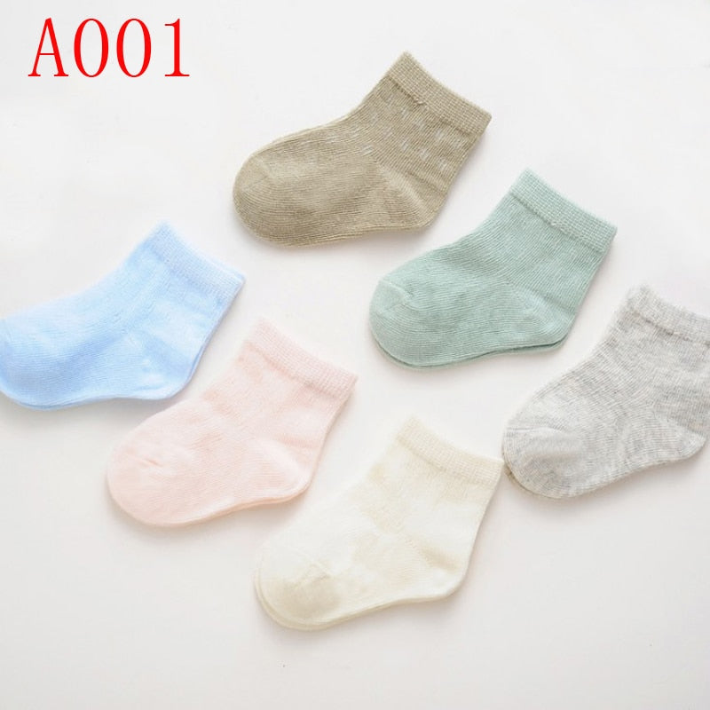 Baby Solid Color 6Pair/lot Thin Cotton socks childrensterritory