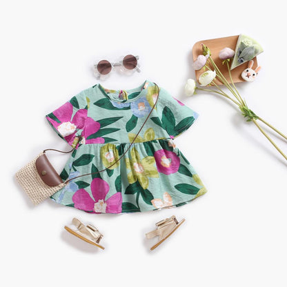 Baby Girls Floral Print Summer Princess Dresses childrensterritory