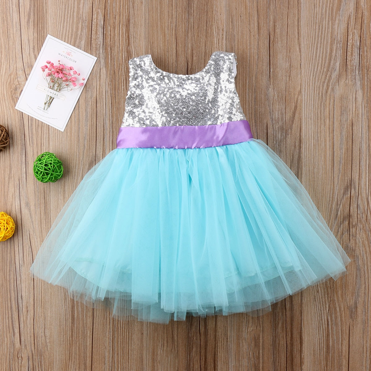 Little Girls Sleeveless Sequin Bowknot Ball Gwon Dresses childrensterritory