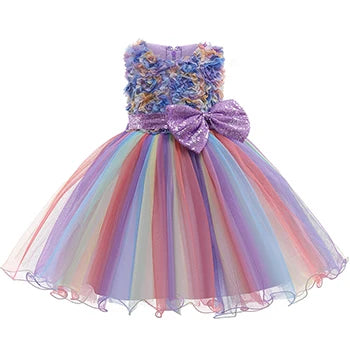 Baby/Kids Girls Colorful Flower Sequin Design Tutu Party Dresses