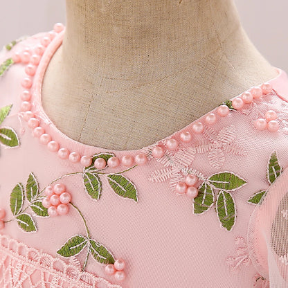 Baby Girl Flower Embroidery 1st Birthday Princess Dress