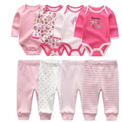 4pcs Baby Cartoon Printed Bodysuits Set for Girls Boys childrensterritory
