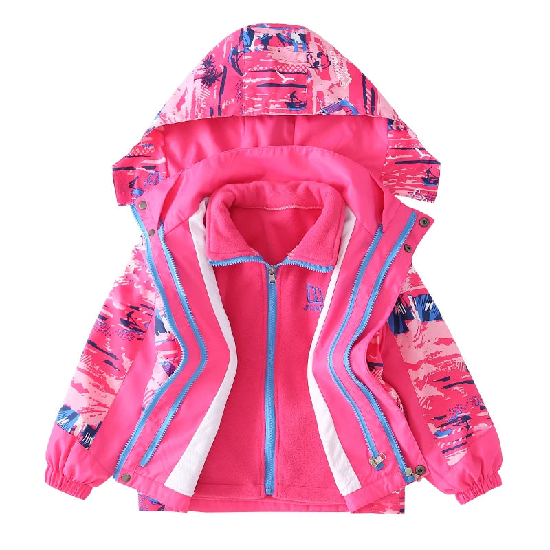 Kids Girls Warm Polar Fleece 2pcs Windbreaker Coats childrensterritory