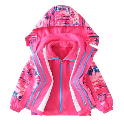 Kids Girls Warm Polar Fleece 2pcs Windbreaker Coats childrensterritory